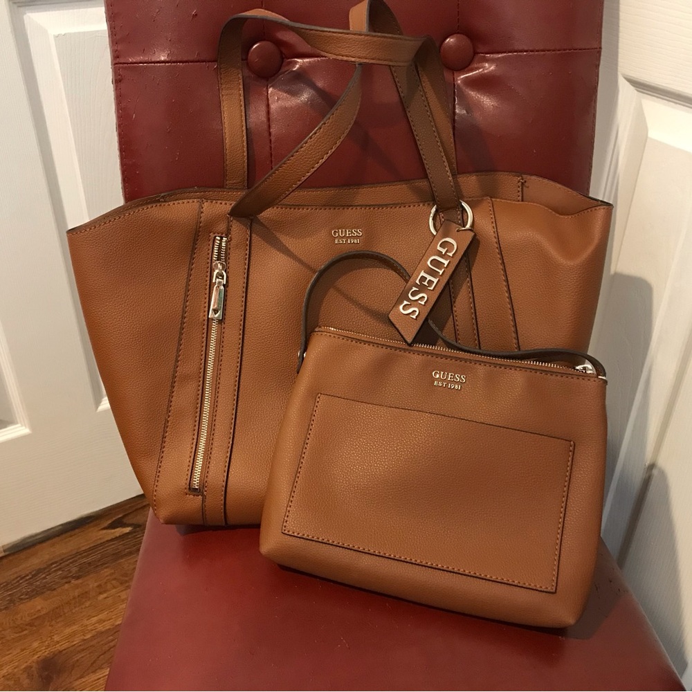Guess large tote with matching shoulder bag and keychain